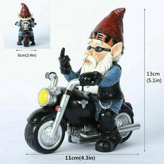 Gnome Riding Motorcycle Middle Finger Statue Funny Biker Garden Decor Lawn Patio