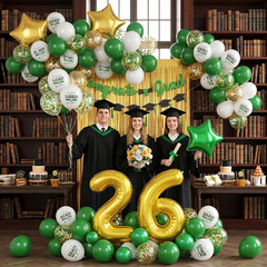 Green White Graduation Party Decorations, Green White 2026 Graduation Decoration