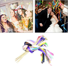 12 Piece Wands Wedding Streamers Fairy Sticks Ribbon Sticks with Bells