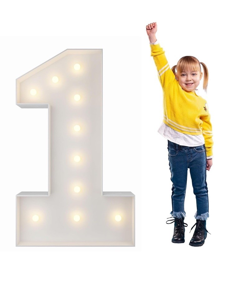 3FT White Marquee Light Up Number 1 For Parties, Celebrations