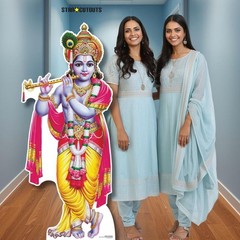 Lord Krishna Statue Cardboard Cutout Decoration 176cm Tall and Free Mini Standee