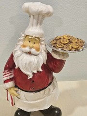 Chef Santa Claus Decor Tabletop Christmas Decorations 8.5 In Chef Hat & Cookies
