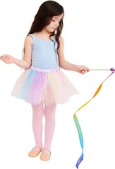 Mini Rainbow Streamer – Long Ribbon Wand for Kids, Pretend Play, Dance, Baton…