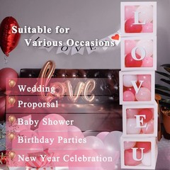 Clear Balloon Boxes with 78 Letters for Custom Names – 5PCS Baby Shower & Party