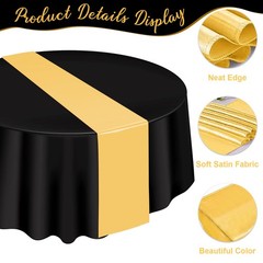 12-Pack 12×108″ Satin Table Runner & 84″ Round Plastic Tablecloths Set