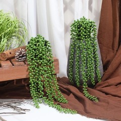 Floweroyal 2pcs Fake Hanging Plants Potted String of Type2-green-2pcs
