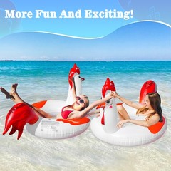 Inflatable Pool Floats with Lights, 63″ Chicken Pool Floaties with Solar Powered