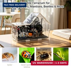 Acrylic Jumping Spider Enclosure Kit 16PCS with Decor | 19-pc gothic decor with