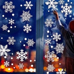 Garma 428pcs White Snowflakes Window Decorations Clings Decal 428pcs,