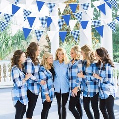 32Ft Deep Blue Party Decorations Blue Buffalo Plaid Checkered White Triangle …