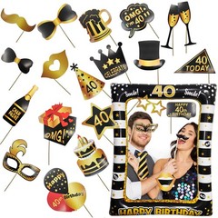 40th Birthday Photo Booth Props, Inflatable Photo Booth Frame, Giant Black Go…