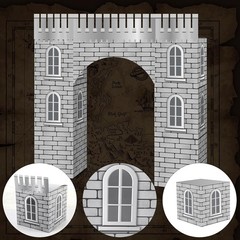 9 Pcs Medieval Party Decorations Knight Cardboard Castle Playhouse Large Medi…