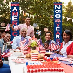 2 Pack 250th Birthday Decorations 71» x 14» 250 Years Anniversary Banner Flag