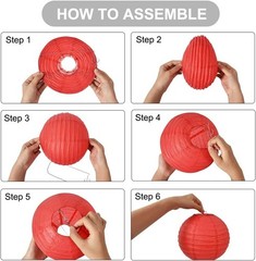 High-Quality 8-Inch Red Round Paper Lanterns for Weddings & Parties – 6 Count