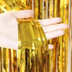 2m/3m Gold Silver Metallic Foil Tinsel Fringe Curtain Party Photo Background 1pc