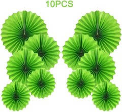 Party Hanging Paper Fans Decorations Set, Green Round Fan Ceiling
