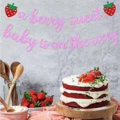 Strawberry Baby Shower Decorations a Berry 5 inches x 10 inches, Pink-01