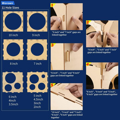 11 Holes Collapsible Wood Balloon Sizer Box Cube, Balloons Size Measurement Tool