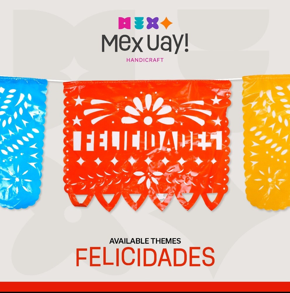Felicidades Party Banners~ 3 Pack 18ft each Banner-Plastic Papel Picado.