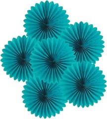 Vibrant Teal Hanging Decorations – Set of 6 Durable Paper Fans for All Occasions