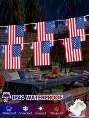 Waterproof Patriotic String Lights, Remote & Timer Control