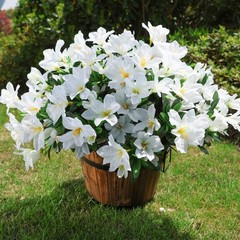 Artificial Flowers for Outdoors, 3 Bundles Fake Silk Azalea Bouquet Faux Flow…