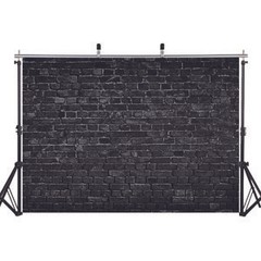 7x5FT Black Brick Wall Photography Backdrop Vintage Theme Stone Brick Design
