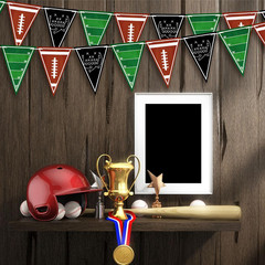 5 Pcs Football Party Decorations Football Banner Pennant Flags Rugby Themed Pape