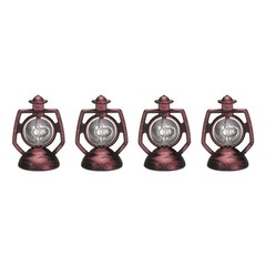 Dollhouse Micro Lantern, 1.34″ Height, Plastic Simulation Oil Lamp Copper, 4pcs
