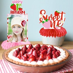 10 PCS Strawberry Sweet One Honeycomb Centerpieces for First Birthday Party
