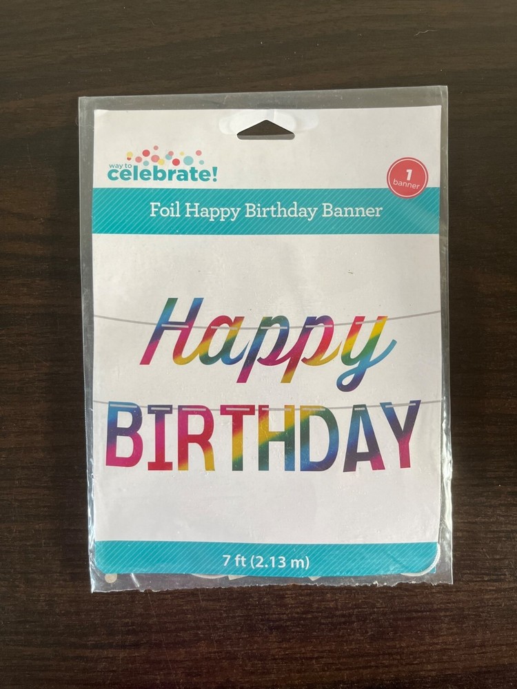 NIP Way To Celebrate Foil Happy Birthday Banner 7 ft (2.13m) Rainbow Colorful