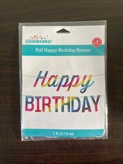 NIP Way To Celebrate Foil Happy Birthday Banner 7 ft (2.13m) Rainbow Colorful
