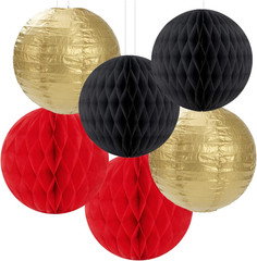 Red-Black Gold Party Decorations Streamers Lanterns – 14pcs Casino-Theme Graduat