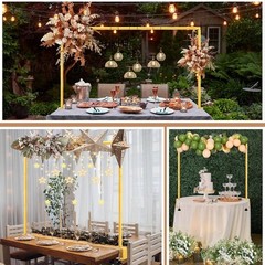 Elegant Adjustable Gold Over the Table Rod Stand Hanging Balloon Arch Decoration
