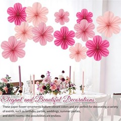 Paper Flowers Decorations Spring Summer Party Floral Backdrop Decor Pink 9 PCS