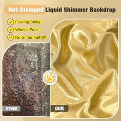 10x10FT Gold Sequin Backdrop Curtain for Party – 2 Panels 5x10FT Wrinkle-Shimmer