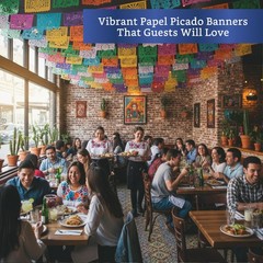 Mexican Party Banners (5 Pack – 10 Tissue Paper Flag Designs per Banner/NOT P…