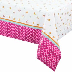 Tea Time All Over Floral Print Plastic Banquet Table Cover