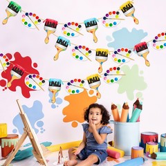 Art Painting Party Banner Decorations 3Pcs Paint Brush and Palette Design Ban…