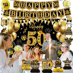 50Th Birthday Decorations for Men Women, 39PCS Happy Birthday Banner with Balloo