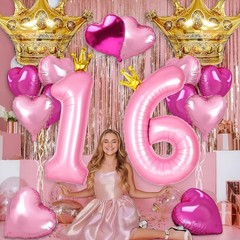Princess 3rd Party Decorations, 40 inch Large Pink Crown 3 Balloon for Girls’…