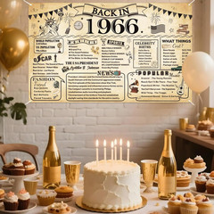 60Th Birthday Decorations for Men or Women, Vintage 1966 Birthday Banner Party S