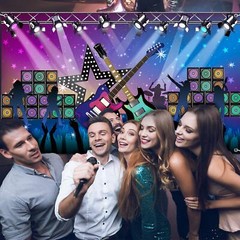 Rock and Roll Party Backdrop Banner Band and Music Theme 72.8 x 43.3 Inch