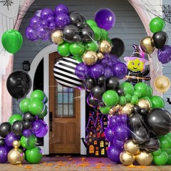 Halloween Balloon Garland Arch Kit,Purple Orange and Black Balloons with Spid…