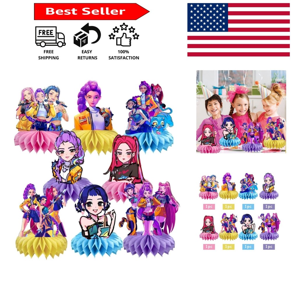 Demon Movie Hunters Table Decorations – 8Pcs Enchanting Centerpieces for Kids