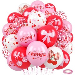 Cherry Balloons,Red Pink Balloons Bow Print Helium Balloon for Bridal Shower …