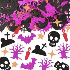 200 PCS Halloween Confetti Decorations for Table, Halloween Bats Skull Sequin…