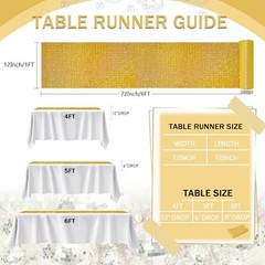 6 Pack Iridescence Gold Table Runners: Laser 6 Pcs 12×72 Inches Gold Laser