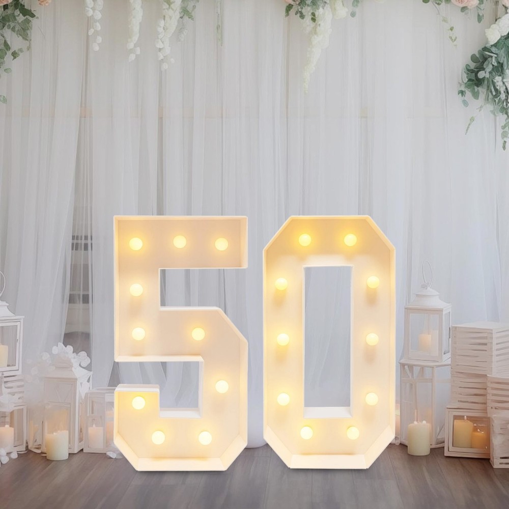 50 Light Up Numbers 100cm Mosaic Marquee Led Sign For 50th Birthday Decorations
