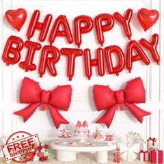 Adorely Red Happy Birthday Balloon Banner Hearts 10/16/21in